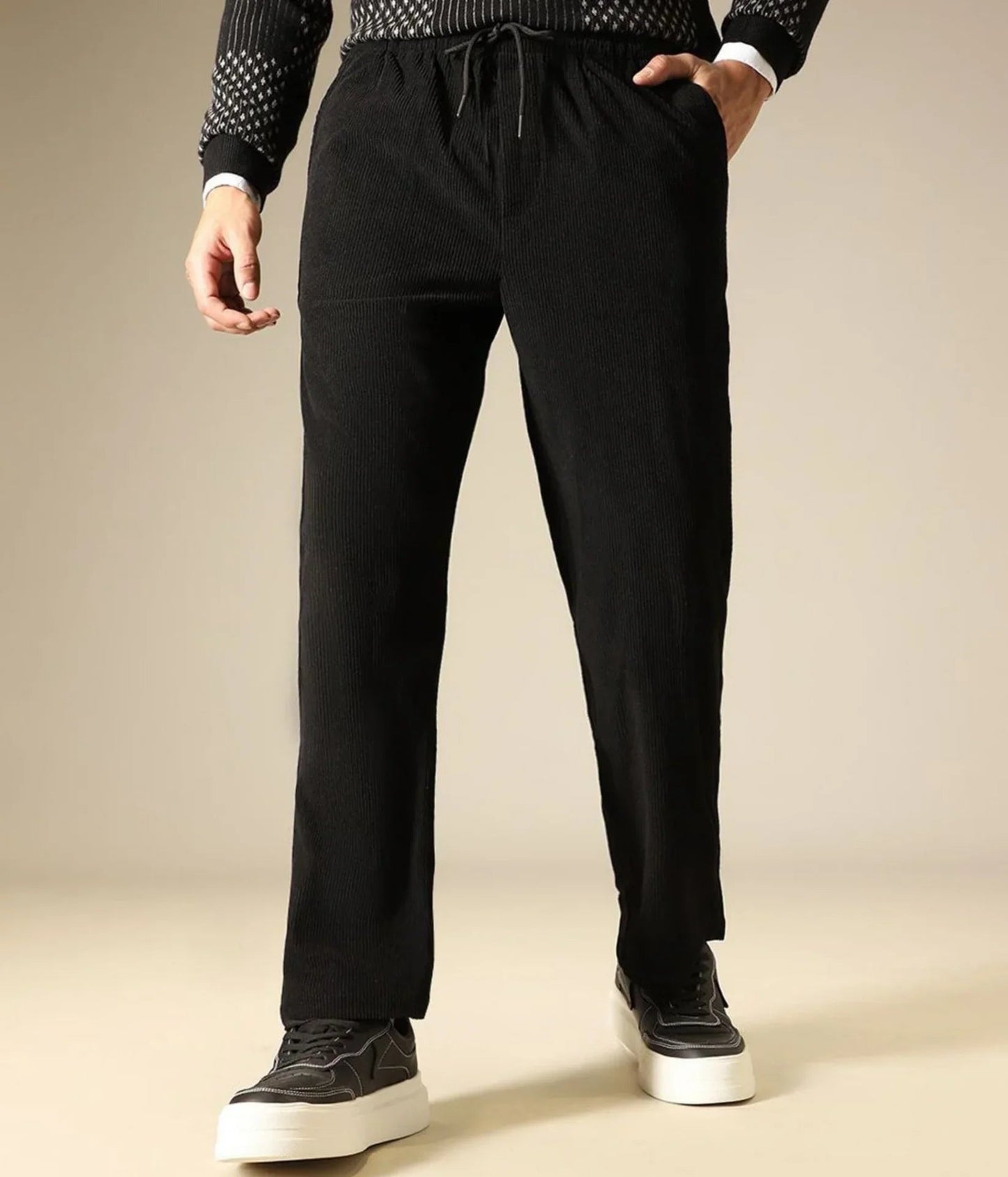 Combo of 2 Cuadray Fabric Stylish Pants | Perfect Blend of Comfort & Style - Black & Grey (Buy 1 Get 1 Free)
