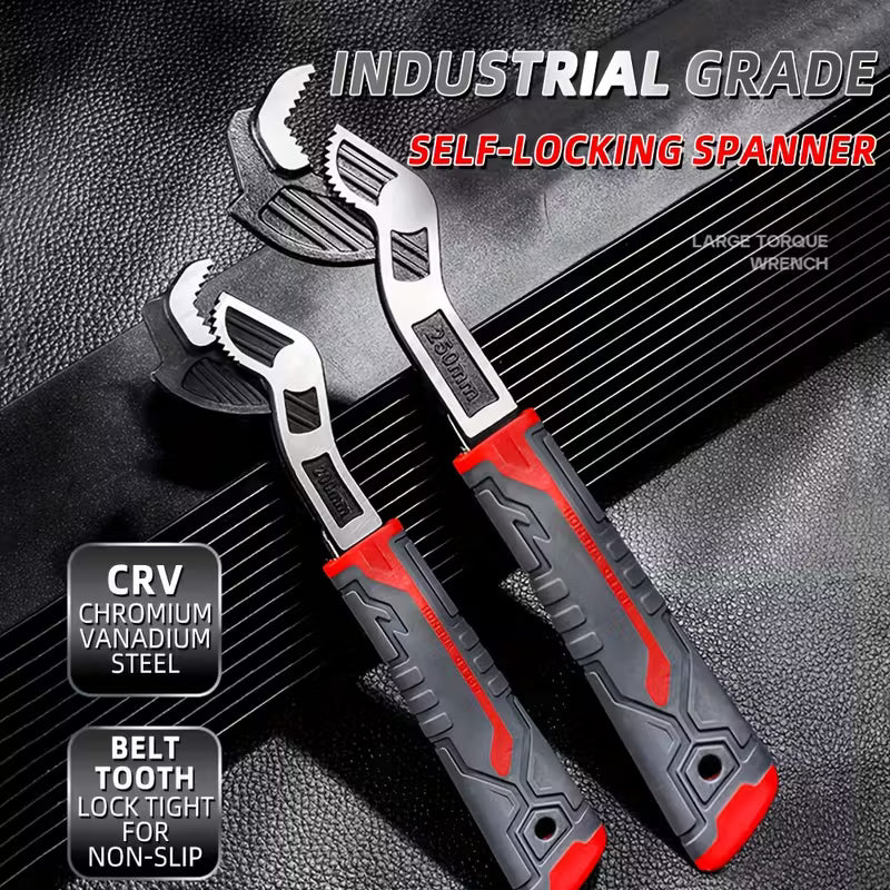 Self-Locking Multi-Function Wrench Set, Chrome-Vanadium Steel, Wear-Resistant, Anti-Slip Handle