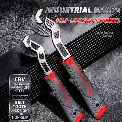 Self-Locking Multi-Function Wrench Set, Chrome-Vanadium Steel, Wear-Resistant, Anti-Slip Handle