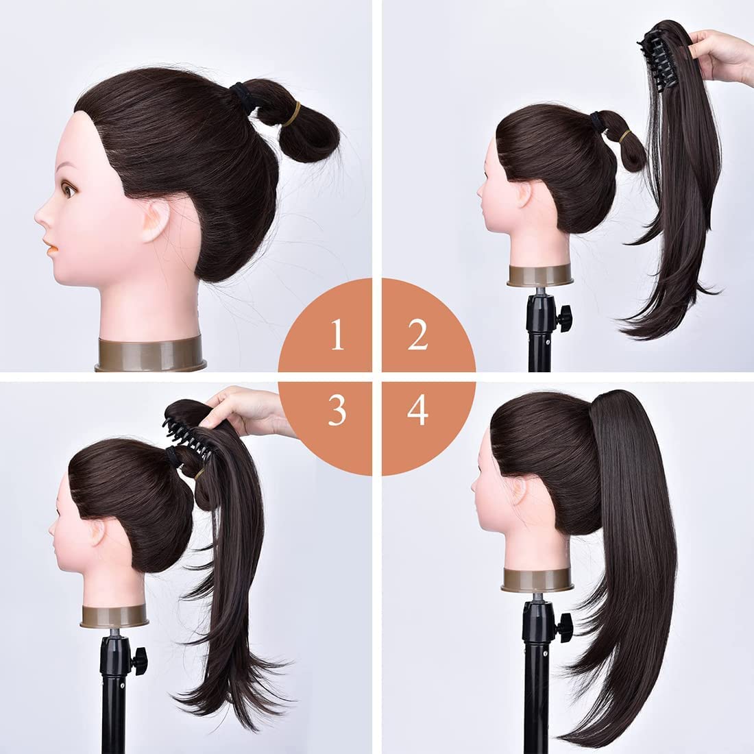 18 Inch Ponytail Hair Extension + FREE Hair Bun (Juda) Extension