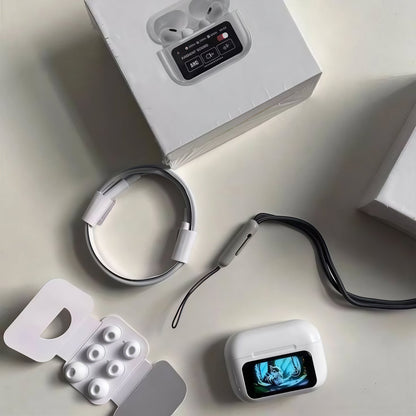 Smart touch wireless earbuds with smart screen