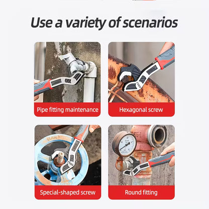 Self-Locking Multi-Function Wrench Set, Chrome-Vanadium Steel, Wear-Resistant, Anti-Slip Handle