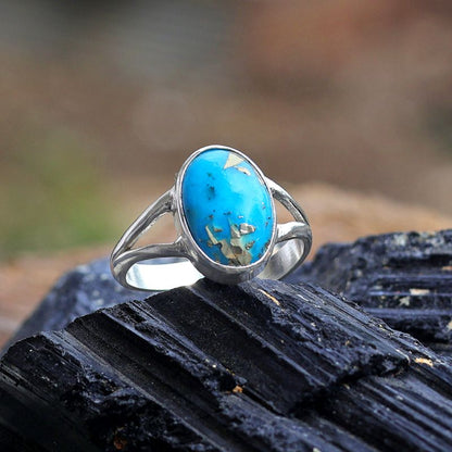 Natural Certified firoza Turquoise Gemstone Ring Original Adjustable Ring